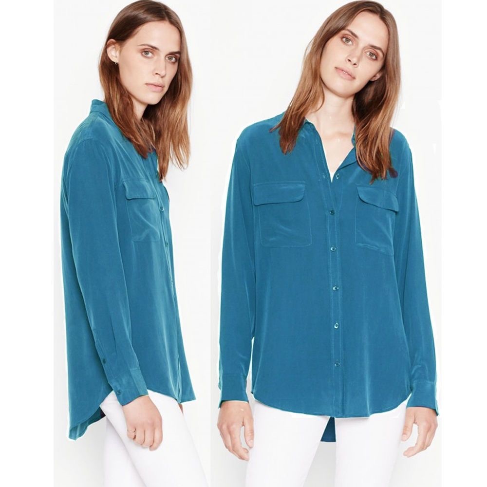 Equipment silk signature shirt - teal - small